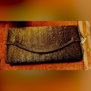 Champagne color clutch with rhinestone front